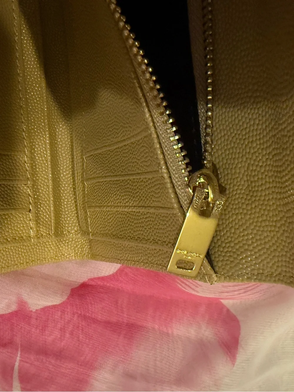 Quilted Leather Wallet - Gold